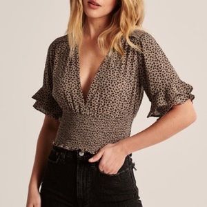 Abercrombie smocked leopard blouse